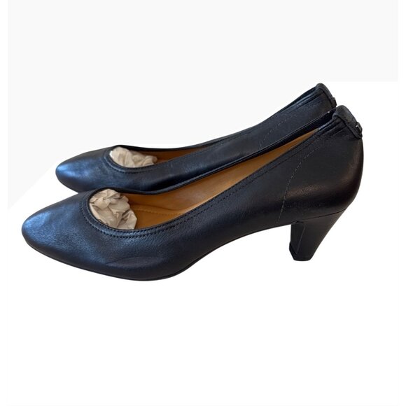 Ecco Leather Womens Low Heel Black Pumps Size 36 Elegant Dress Shoes - Picture 2 of 9